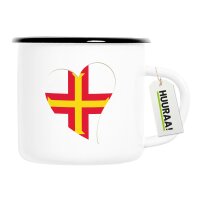 Emaille Tasse Guernsey Flagge Herz 300ml Vintage