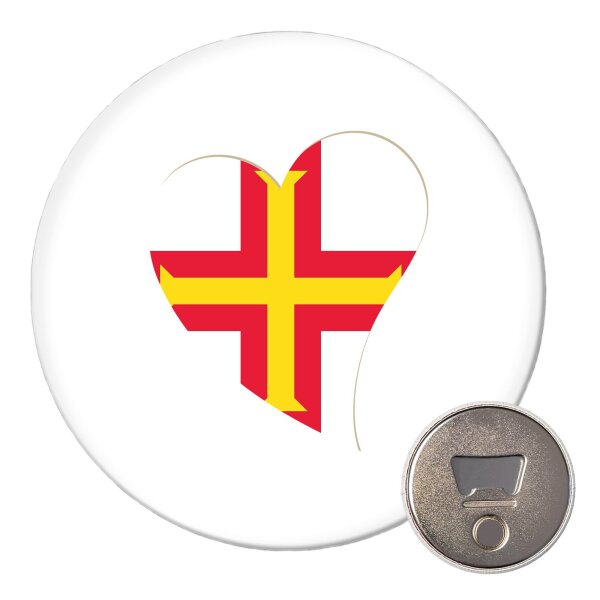 Magnet Guernsey Flagge Herz 59mm Kühlschrankmagnet
