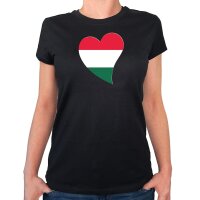 Damen T-Shirt Ungarn Flagge Herz