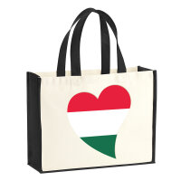 Jutetasche Ungarn Flagge Herz 21 Liter Black