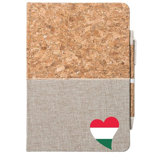 Notizbuch A5 Ungarn Flagge Herz 80 Blatt inkl. Kugelschreiber