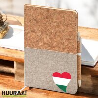 Notizbuch A5 Ungarn Flagge Herz 80 Blatt inkl....