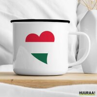 Emaille Tasse Ungarn Flagge Herz 300ml Vintage