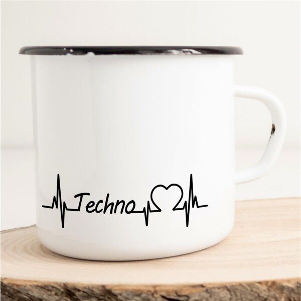 Emaille Tasse Techno Vintage 300ml