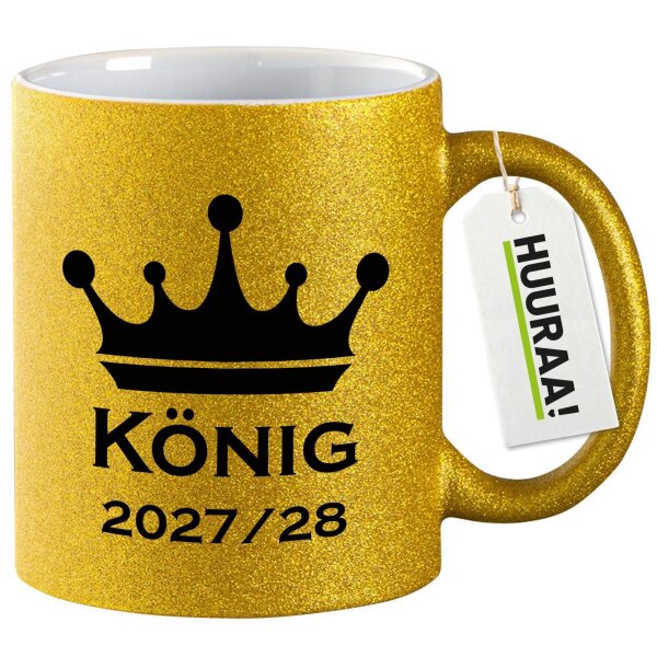 Glitzertasse König 2027/28 Krone Schüztenkönig 330ml