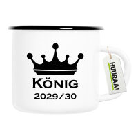 Emaille Tasse König 2029/30 Krone...