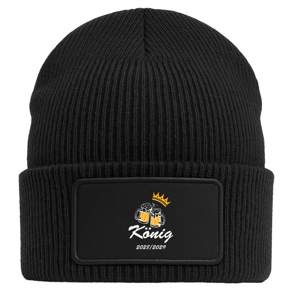 Beanie mit Patch König 2028/29 Bierkrug Schüztenkönig Black