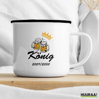Emaille Tasse König 2029/30 Bierkrug Schüztenkönig 300ml Vintage