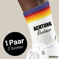 Unisex Socken Achtung Rentner Schriftzug Baumwolle