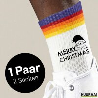 Unisex Socken Merry Christmas Katze Baumwolle
