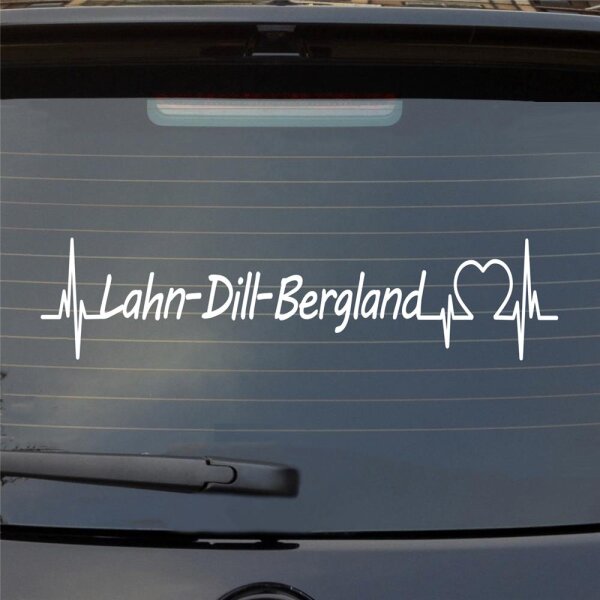 Heckscheibenaufkleber Lahn-Dill-Bergland Puls Herzschlag Fun Sticker Auto-Aufkleber mit Ferien Region Motiv