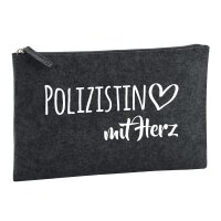 Kulturbeutel Polizistin mit Herz 1 Liter Charcoal