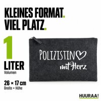 Kulturbeutel Polizistin mit Herz 1 Liter Charcoal