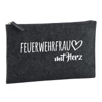 Kulturbeutel Feuerwehrfrau mit Herz 1 Liter Charcoal