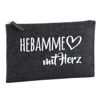 Kulturbeutel Hebamme mit Herz 1 Liter Charcoal