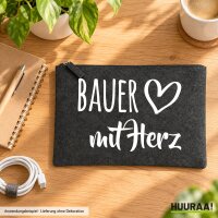Kulturbeutel Bauer mit Herz 1 Liter Charcoal