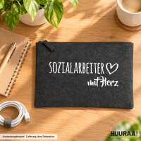 Kulturbeutel Sozialarbeiter mit Herz 1 Liter Charcoal