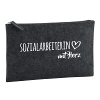 Kulturbeutel Sozialarbeiterin mit Herz 1 Liter Charcoal