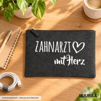 Kulturbeutel Zahnarzt mit Herz 1 Liter Charcoal