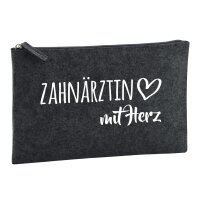 Kulturbeutel Zahn&auml;rztin mit Herz 1 Liter Charcoal