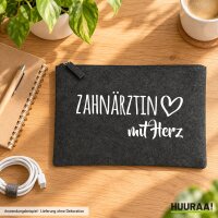 Kulturbeutel Zahn&auml;rztin mit Herz 1 Liter Charcoal