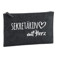 Kulturbeutel Sekret&auml;rin mit Herz 1 Liter Charcoal