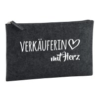 Kulturbeutel Verk&auml;uferin mit Herz 1 Liter Charcoal