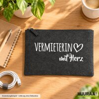 Kulturbeutel Vermieterin mit Herz 1 Liter Charcoal