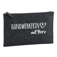 Kulturbeutel Handwerkerin mit Herz 1 Liter Charcoal