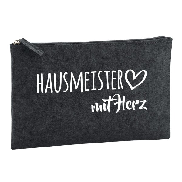 Kulturbeutel Hausmeister mit Herz 1 Liter Charcoal