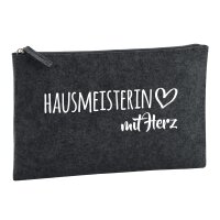 Kulturbeutel Hausmeisterin mit Herz 1 Liter Charcoal