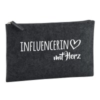Kulturbeutel Influencerin mit Herz 1 Liter Charcoal
