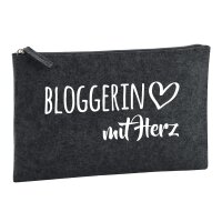 Kulturbeutel Bloggerin mit Herz 1 Liter Charcoal