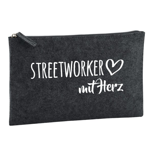 Kulturbeutel Streetworker mit Herz 1 Liter Charcoal