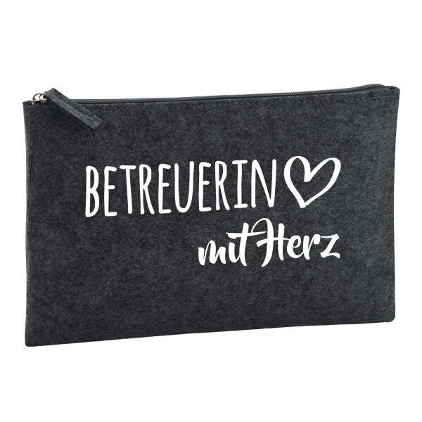 Kulturbeutel Betreuerin mit Herz 1 Liter Charcoal
