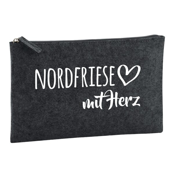 Kulturbeutel Nordfriese mit Herz 1 Liter Charcoal