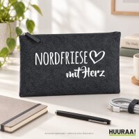 Kulturbeutel Nordfriese mit Herz 1 Liter Charcoal