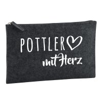 Kulturbeutel Pottler mit Herz 1 Liter Charcoal