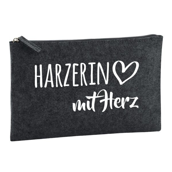 Kulturbeutel Harzerin mit Herz 1 Liter Charcoal
