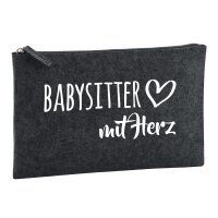 Kulturbeutel Babysitter mit Herz 1 Liter Charcoal