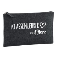 Kulturbeutel Klassenlehrer mit Herz 1 Liter Charcoal