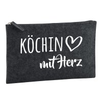 Kulturbeutel K&ouml;chin mit Herz 1 Liter Charcoal
