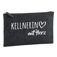 Kulturbeutel Kellnerin mit Herz 1 Liter Charcoal
