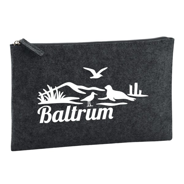 Kulturbeutel Baltrum Strandmotiv 1 Liter Charcoal