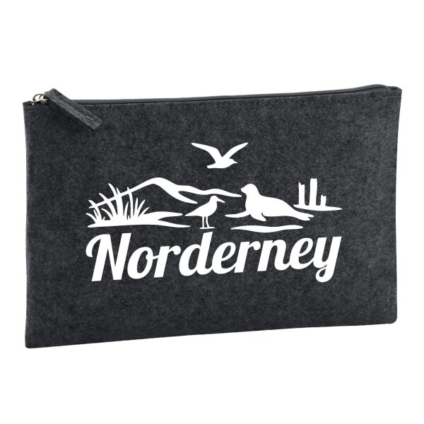 Kulturbeutel Norderney Strandmotiv 1 Liter Charcoal