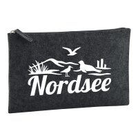 Kulturbeutel Nordsee Strandmotiv 1 Liter Charcoal