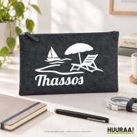 Kulturbeutel Thassos Inselmotiv Griechenland 1 Liter Charcoal