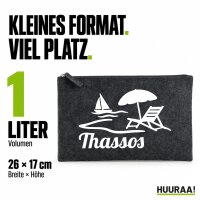 Kulturbeutel Thassos Inselmotiv Griechenland 1 Liter Charcoal