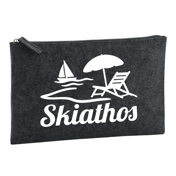 Kulturbeutel Skiathos Inselmotiv Griechenland 1 Liter Charcoal