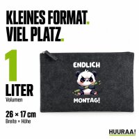 Kulturbeutel Endlich Montag grimmiger Panda 1 Liter Charcoal